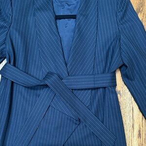MaxMara Navy Pinstripe belted Blazer